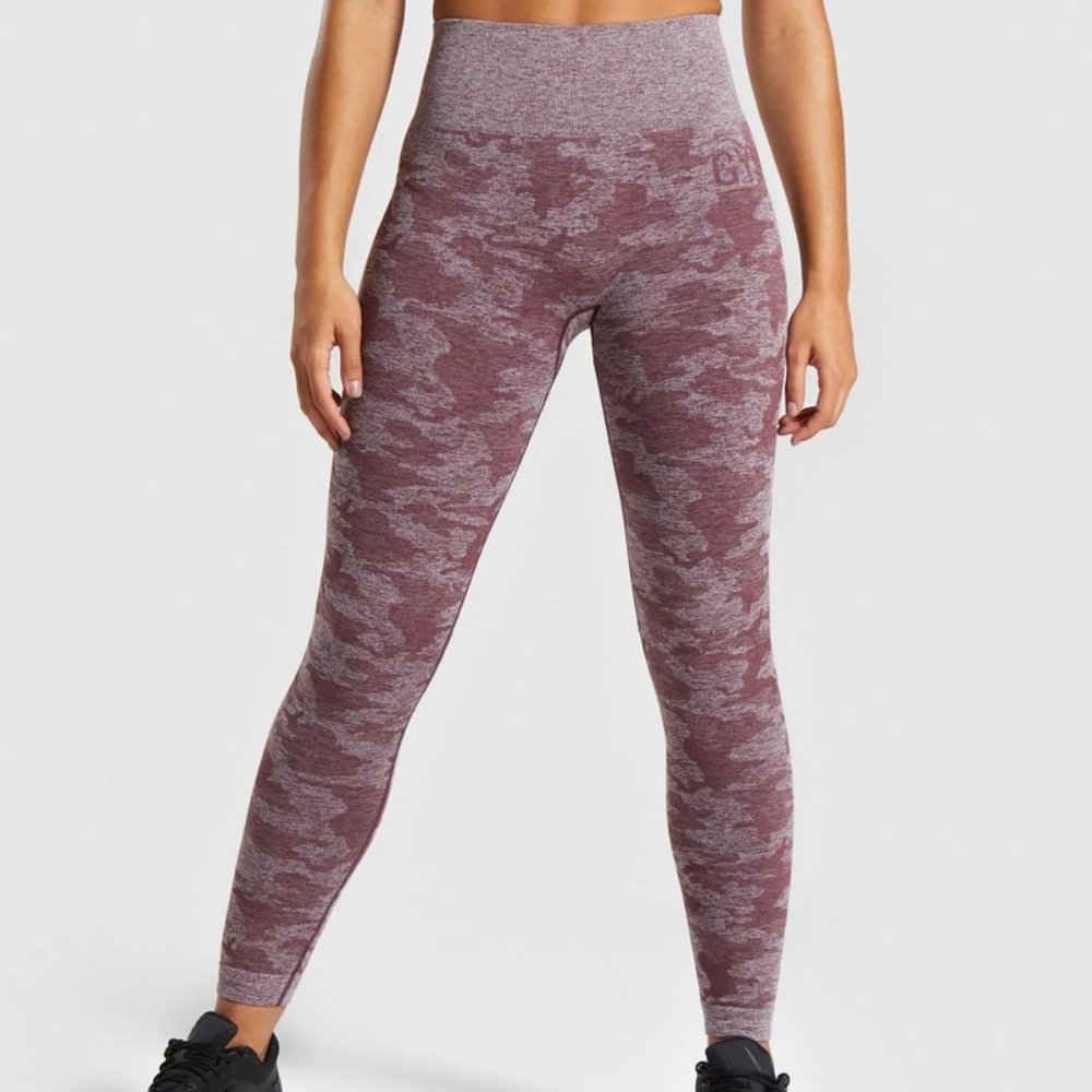Gymshark Camo Seamless Leggings - Berry Red
